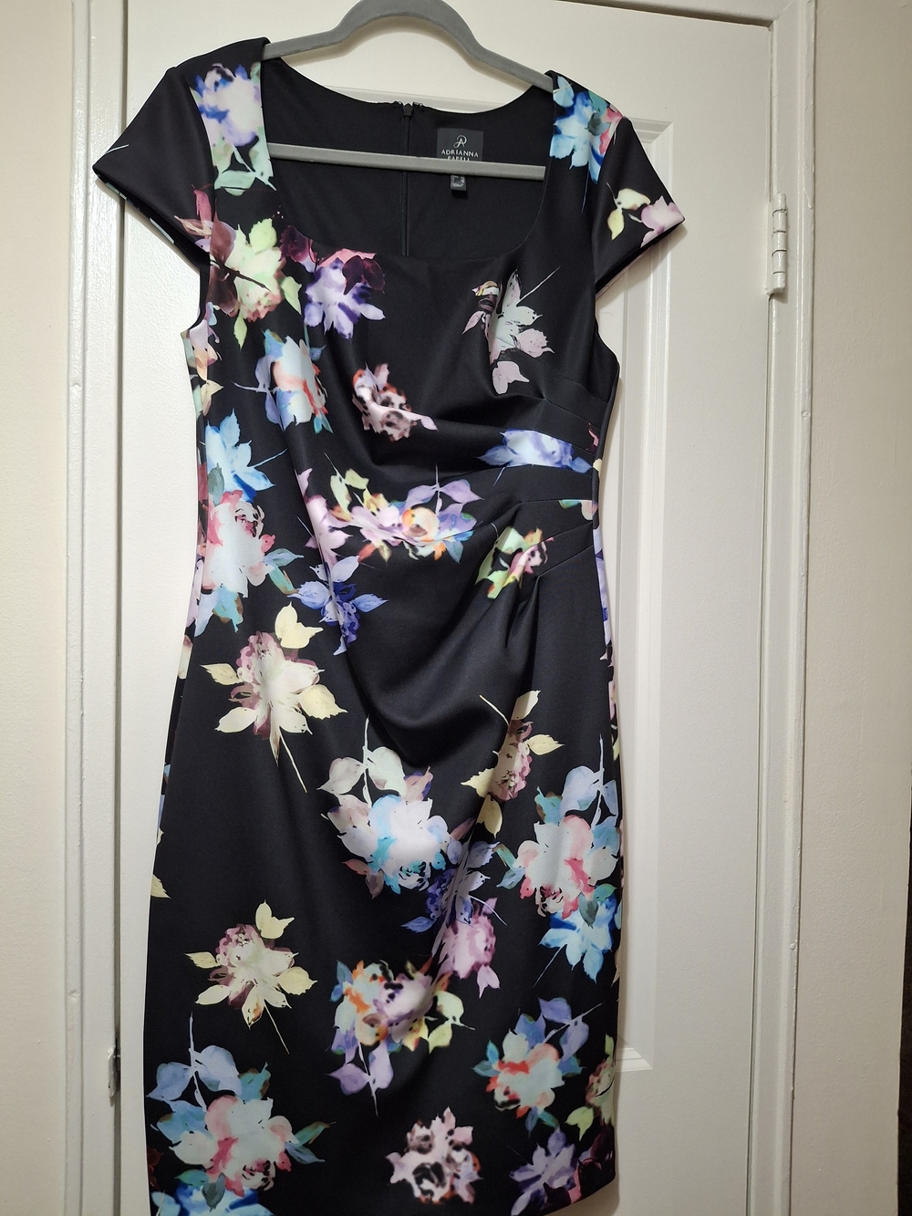 Adrianna Papell Black Floral Sheath Dress